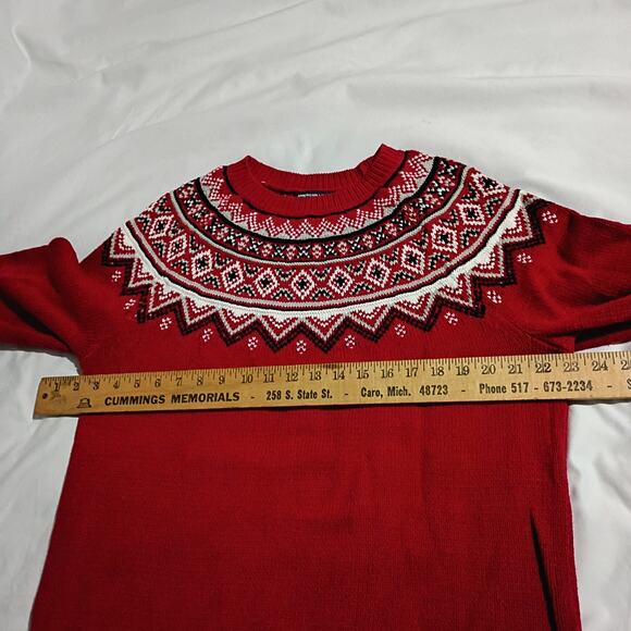 Christmas Sweater XL Red Cotton-Blend AMERICAN LIVING Raglan-Sleeve ALL WINTER - Picture 7 of 9